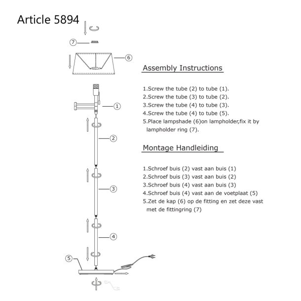Arnott - gulvlampe i metal og stofskrm