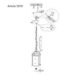 Glamour - loftlampe i bronze og glas, diameter 20 cm.