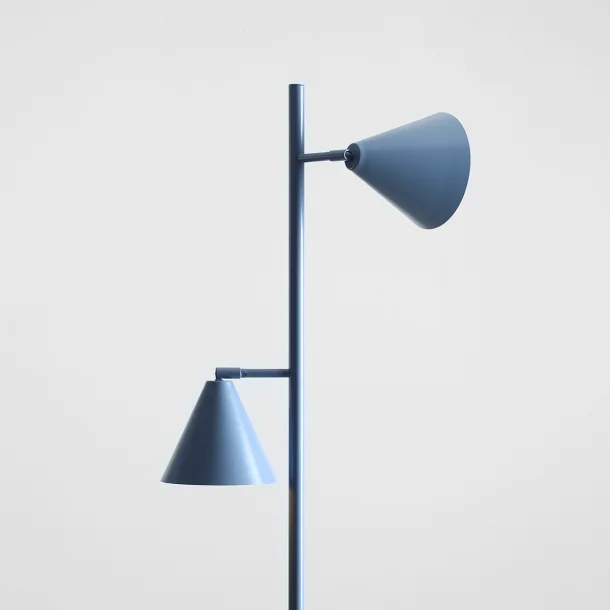 Frigg- Gulvlampe med to skrme i stvet bl metal