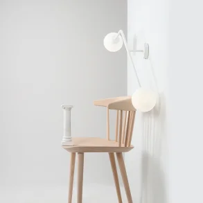 Limelight - Vglampe i hvidt metal og hvidt glas, bredde 97 cm