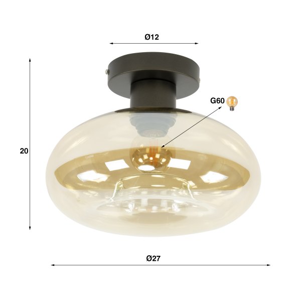 Iris- Plafond i ravfarvet glas