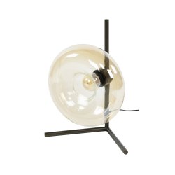 Iris- Bordlampe i ravfarvet glas og bronzefarvet metal