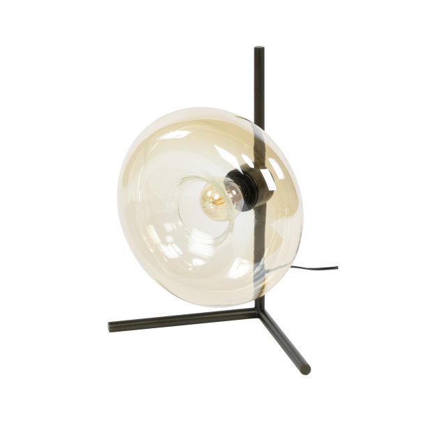 Iris- Bordlampe i ravfarvet glas og bronzefarvet metal