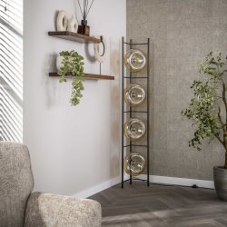 Iris- Gulvlampe i ravfarvet glas og bronzefarvet metal