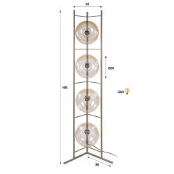  Iris � Golvlampa i ljust b�rnstensf�rgat glas och beige metall