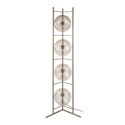  Iris � Golvlampa i ljust b�rnstensf�rgat glas och beige metall
