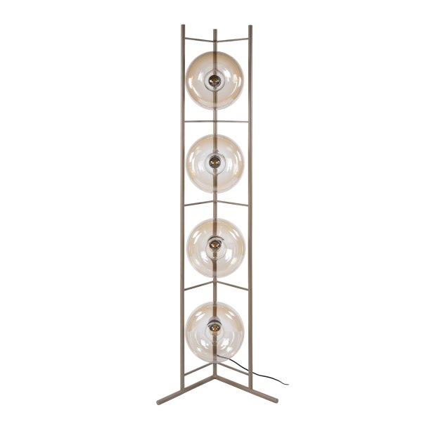  Iris � Golvlampa i ljust b�rnstensf�rgat glas och beige metall