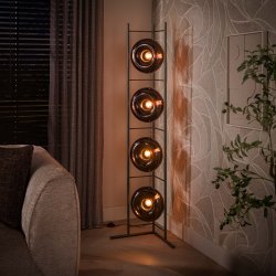  Iris � Golvlampa i brunt glas och bronsf�rgad metall