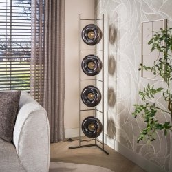  Iris � Golvlampa i brunt glas och bronsf�rgad metall