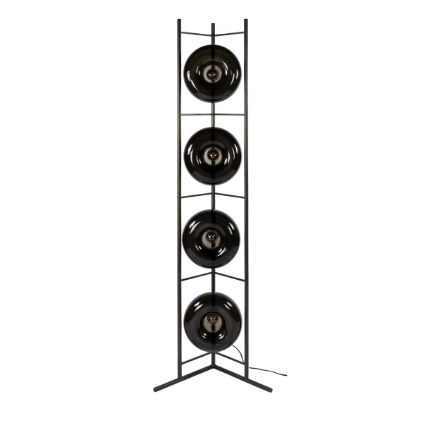  Iris � Golvlampa i brunt glas och bronsf�rgad metall