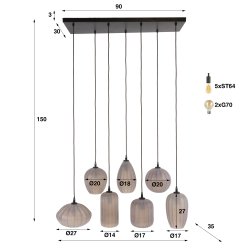 Fuji � Taklampa i frostat, brunaktigt glas