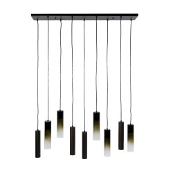  Cala - Loftlampe med ni sk�rme i brozefarvet metal og brunt glas