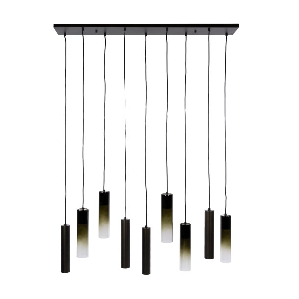  Cala - Loftlampe med ni sk�rme i brozefarvet metal og brunt glas