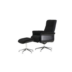 Heimdal - Hvilestol og taburet i mrkegrt stof og metalben