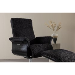 Heimdal - Hvilestol og taburet i mrkegrt stof og metalben