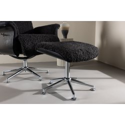 Heimdal - Hvilestol og taburet i mrkegrt stof og metalben