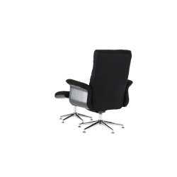 Heimdal - Hvilestol og taburet i mrkegrt stof og metalben