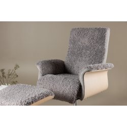 Heimdal - Hvilestol og taburet i grt stof og metalben