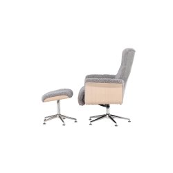 Heimdal - Hvilestol og taburet i grt stof og metalben