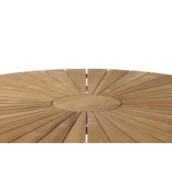 Ponsa - Spisebord i teaktr og hvid aluminium, diameter 140 cm.
