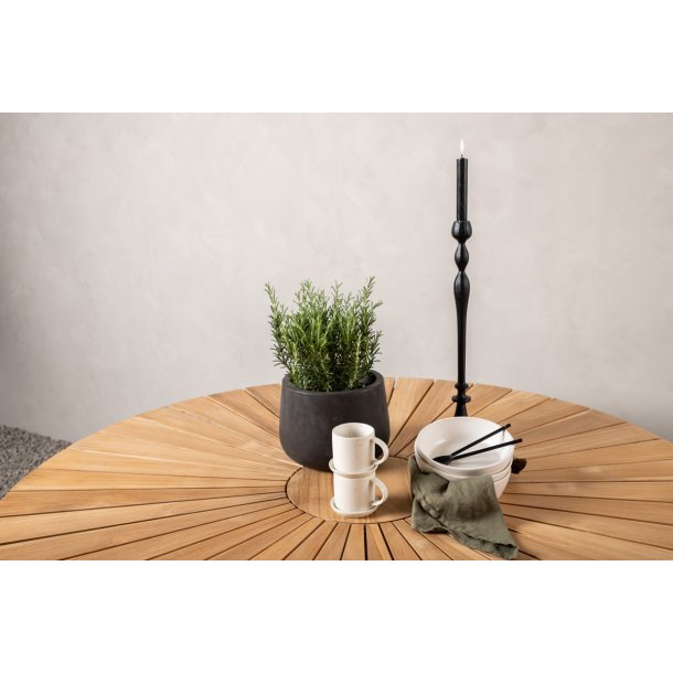 Ponsa - Spisebord i teaktr og hvid aluminium, diameter 140 cm.