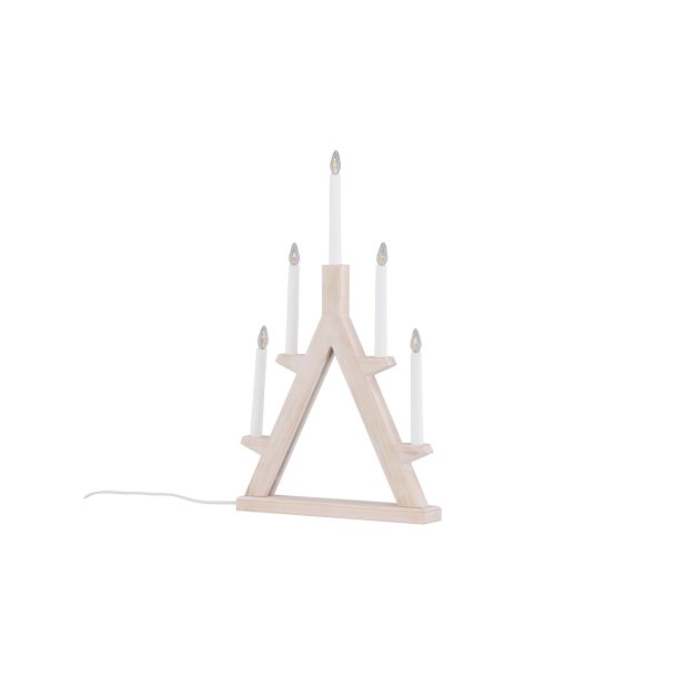 Ceduna - Lysestage i lyst tr med 5 Led lys, bredde 60 cm.