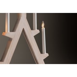 Ceduna - Lysestage i lyst tr med 5 Led lys, bredde 60 cm.