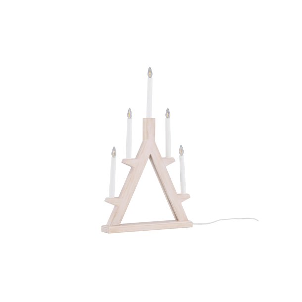 Ceduna - Lysestage i lyst tr med 5 Led lys, bredde 60 cm.