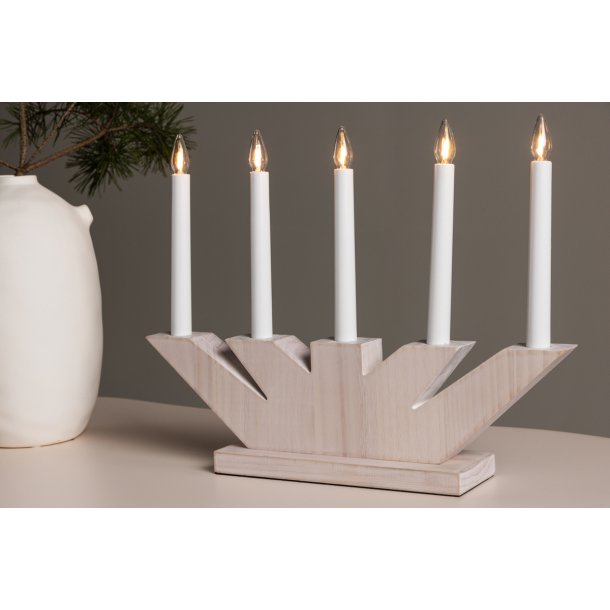 Ceduna - Bordlampe i lyst tr med 5 Led lys, bredde 41 cm.