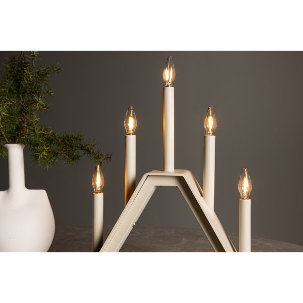 Topps - Bordlampe i beige metal med 5 dmpbare Led-prer