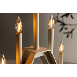 Topps - Bordlampe i beige metal med 5 dmpbare Led-prer