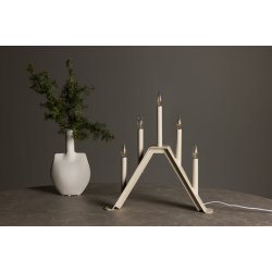 Topps - Bordlampe i beige metal med 5 dmpbare Led-prer