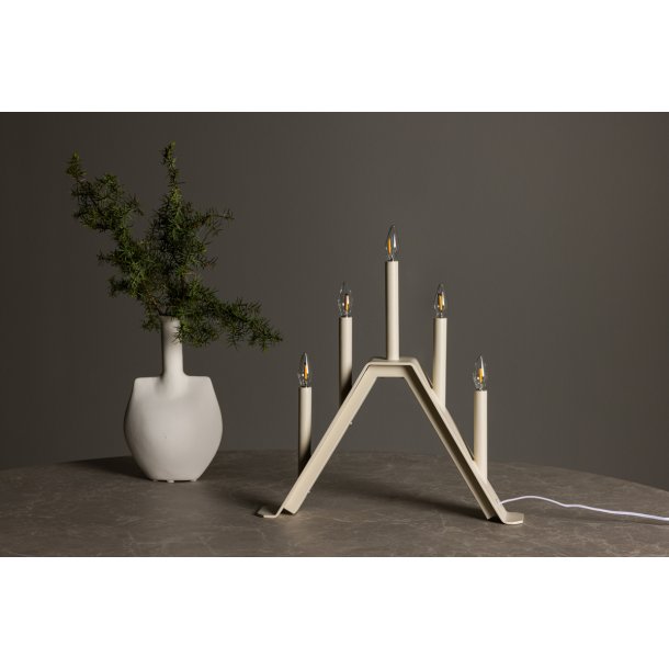 Topps - Bordlampe i beige metal med 5 dmpbare Led-prer