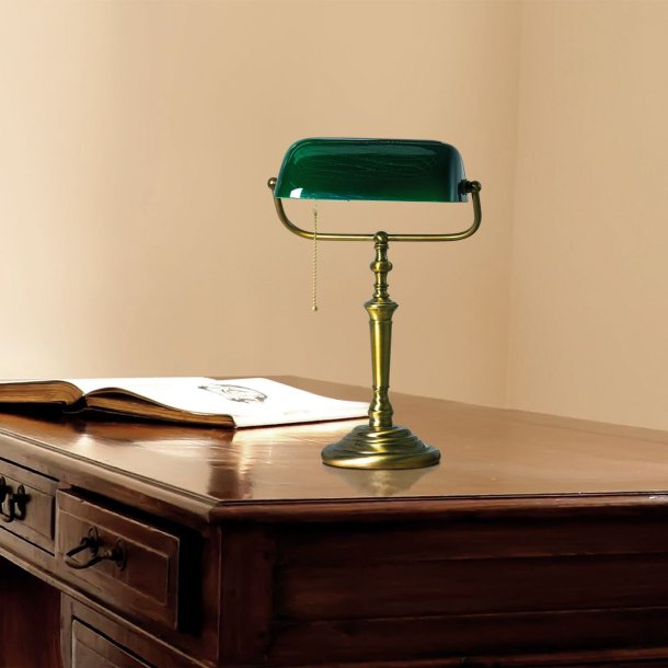 Deed - Bordlampe i bronze og grnt glas