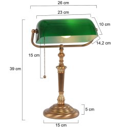Deed - Bordlampe i bronze og grnt glas