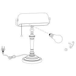 Deed - Bordlampe i bronze og hvidt glas