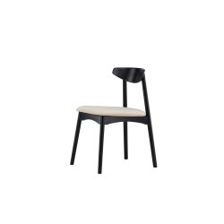 Hven - 2 spisebordsstole i sortlakeret eg og stofsde