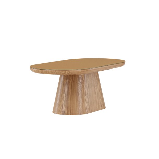 Kappa - Sofabord med ovalformet glastop, 60 x 120 cm.