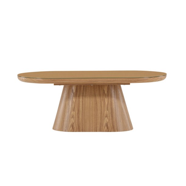 Kappa - Sofabord med ovalformet glastop, 60 x 120 cm.