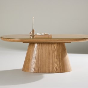 Kappa - Sofabord med ovalformet glastop, 60 x 120 cm.