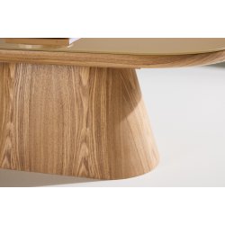 Kappa - Sofabord med ovalformet glastop, 60 x 120 cm.