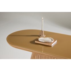 Kappa - Sofabord med ovalformet glastop, 60 x 120 cm.