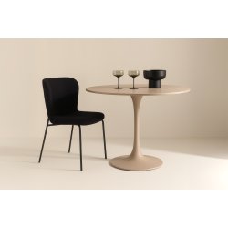 Dizell - Rundt spisebord i beigemalet, diameter 100 cm.