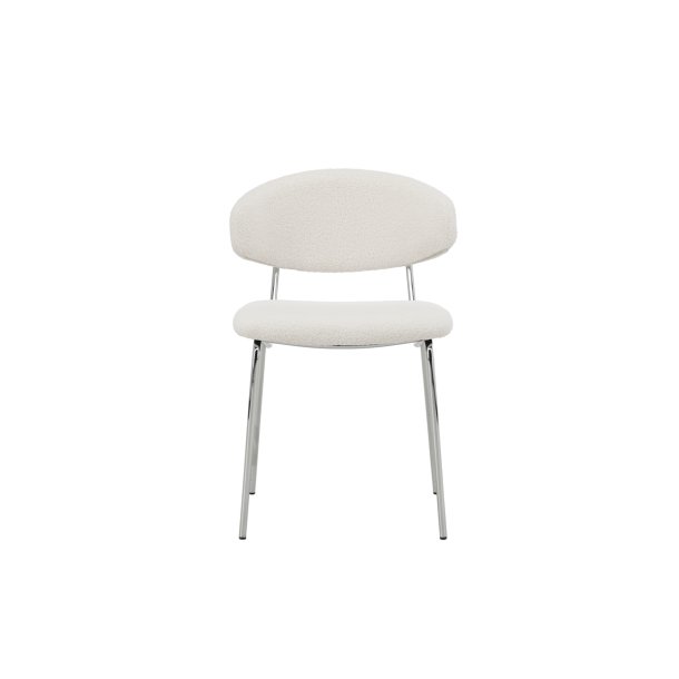 Shetland - 2 spisebordsstole i krom og hvidt boucl stof