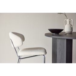 Shetland - 2 spisebordsstole i krom og hvidt boucl stof