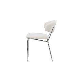 Shetland - 2 spisebordsstole i krom og hvidt boucl stof