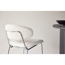 Shetland - 2 spisebordsstole i krom og hvidt boucl stof