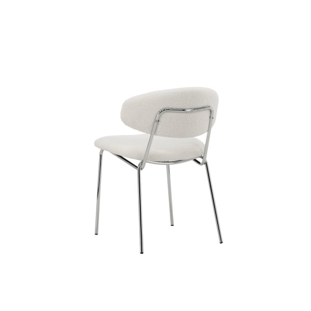 Shetland - 2 spisebordsstole i krom og hvidt boucl stof