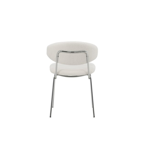 Shetland - 2 spisebordsstole i krom og hvidt boucl stof