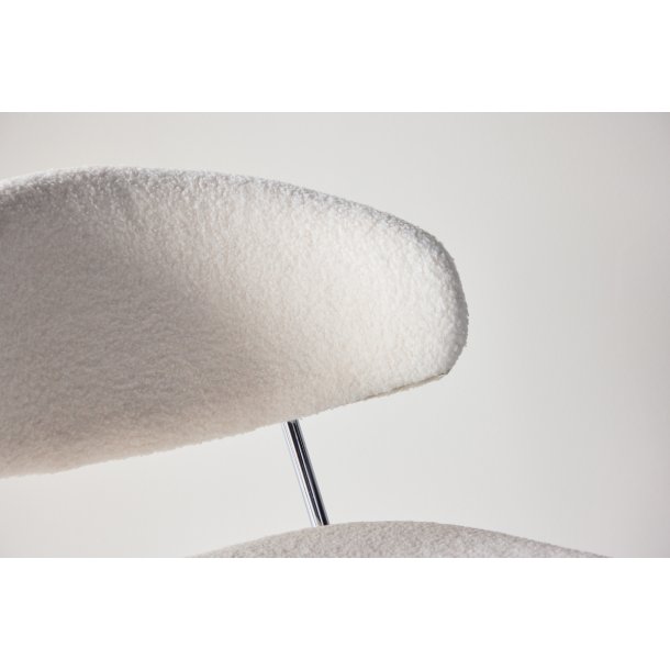 Shetland - 2 spisebordsstole i krom og hvidt boucl stof